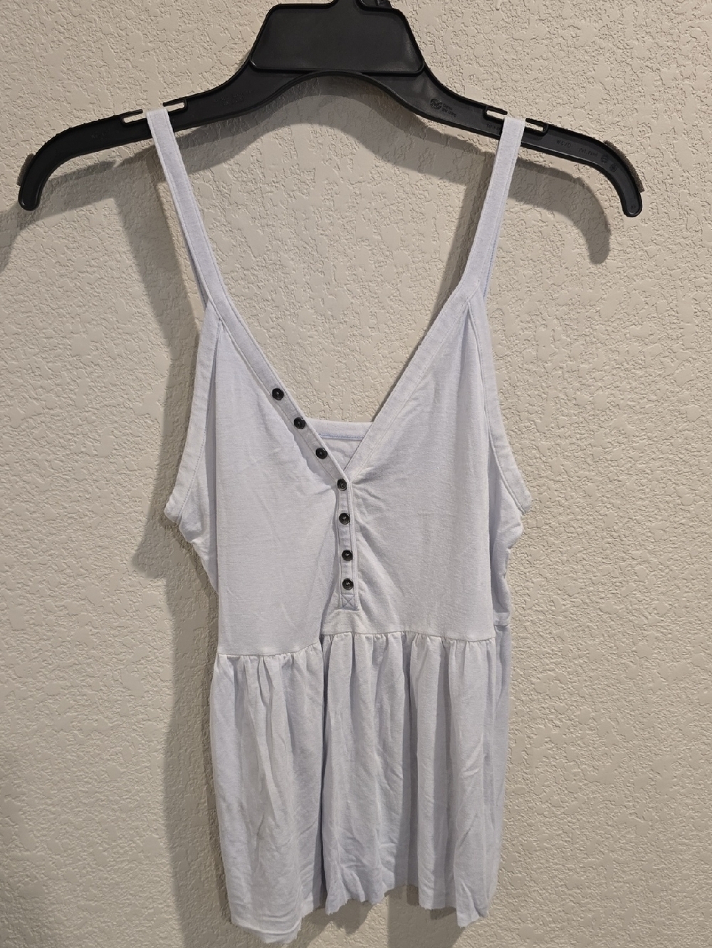 American Eagle Soft & Sexy Henley Peplum Tank Top - Light Blue - Small